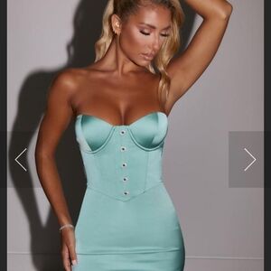 Elegant Strapless Aqua Dress